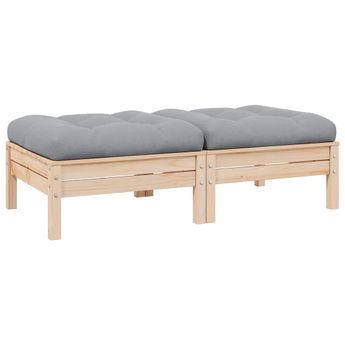 vidaXL 2-Seater Patio Sofa with Gray Cushions Solid Pinewood