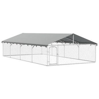 vidaXL Outdoor Dog Kennel with Roof 236.2"x118.1"x59.1"
