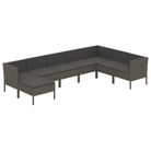 vidaXL 8 Piece Patio Lounge Set with Cushions Poly Rattan Gray