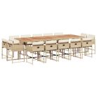 vidaXL 15 Piece Patio Dining Set with Cushions Beige Poly Rattan