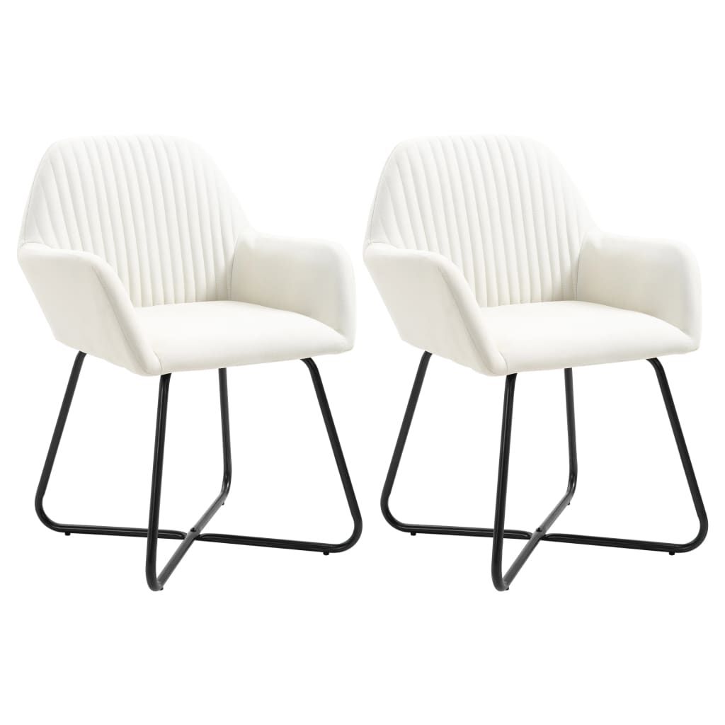 vidaXL Dining Chairs 2 pcs Cream Fabric