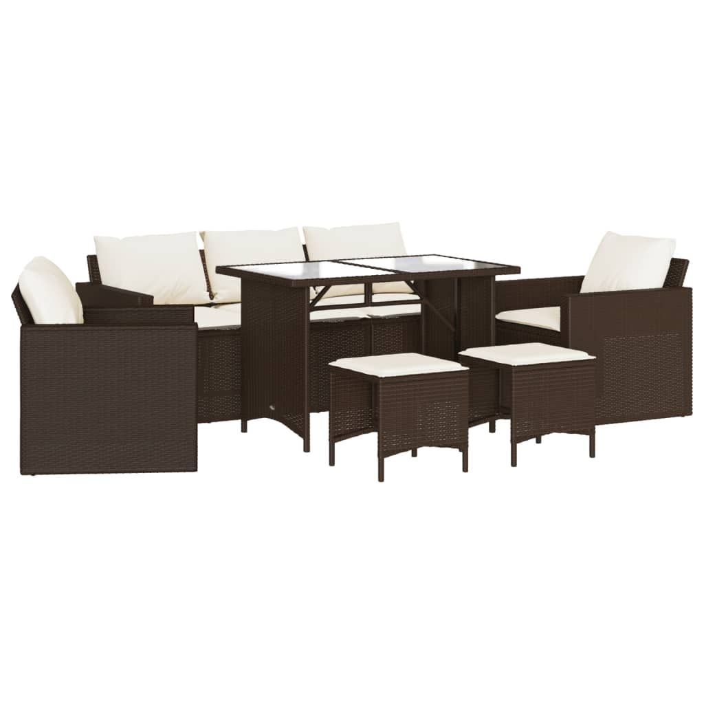 vidaXL 6 Piece Garden Sofa Set with Cushions Brown Poly Rattan