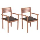 vidaXL Patio Chairs 2 pcs with Taupe Cushions Solid Teak Wood