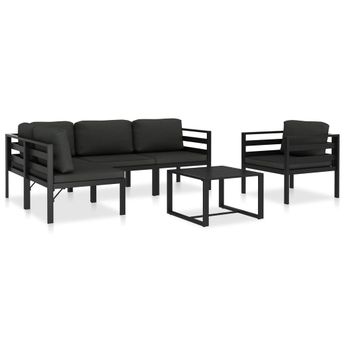 vidaXL 6 Piece Patio Lounge Set with Cushions Aluminum Anthracite