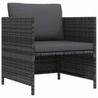 vidaXL Patio Sofa with Cushions Gray Poly Rattan