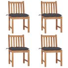 vidaXL Patio Chairs 4 pcs with Cushions Solid Teak Wood
