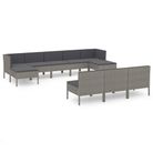 vidaXL 10 Piece Patio Lounge Set with Cushions Poly Rattan Gray