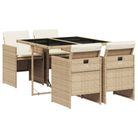 vidaXL 5 Piece Patio Dining Set with Cushions Beige Poly Rattan