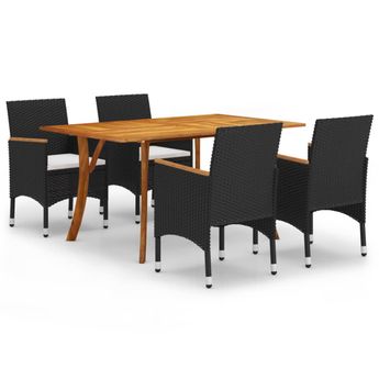 vidaXL 5 Piece Garden Dining Set Black