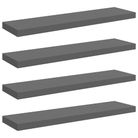 vidaXL Floating Wall Shelves 4 pcs High Gloss Gray 35.4"x9.3"x1.5" MDF