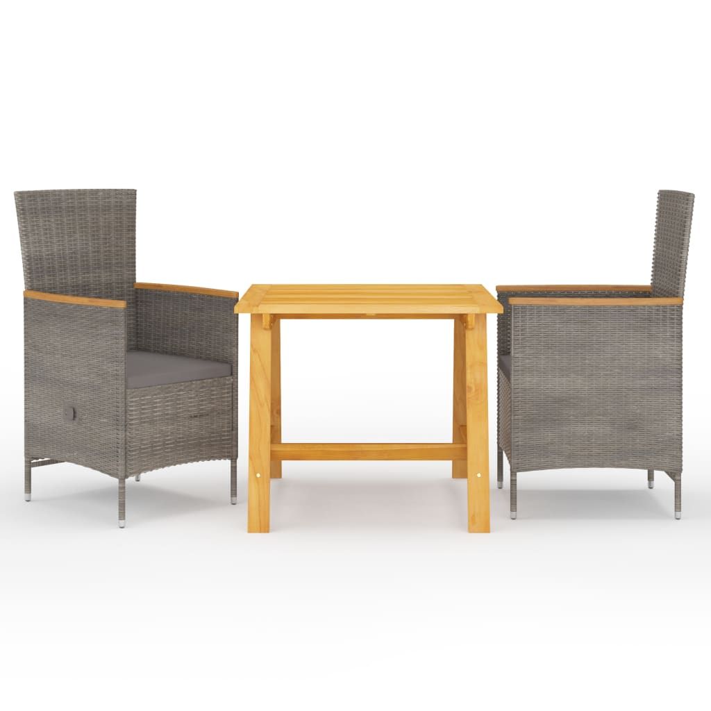 vidaXL 3 Piece Garden Dining Set Grey