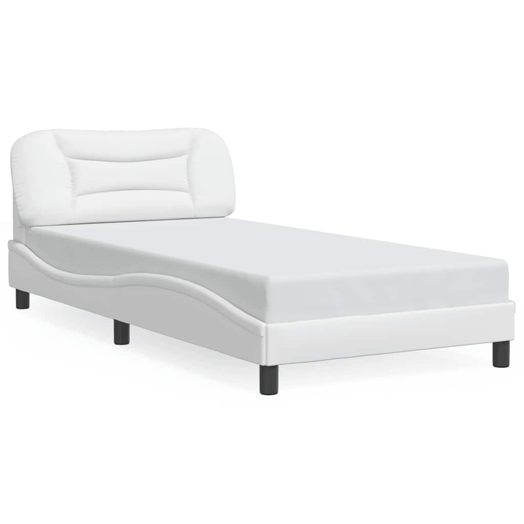 vidaXL Bed Frame without Mattress "Hvar" White 39.4"x74.8" Faux Leather