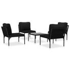 vidaXL 5 Piece Patio Lounge Set with Cushions Black PVC