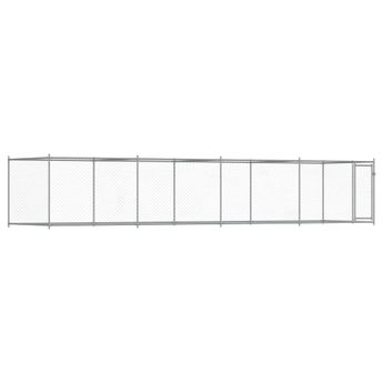 vidaXL Dog Cage with Door Gray 26.2'x6.6'x4.9' Galvanized Steel