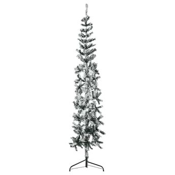 vidaXL Slim Artificial Half Christmas Tree with Flocked Snow 8 ft