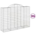 vidaXL Arched Gabion Baskets 6 pcs 200x50x140/160 cm Galvanised Iron