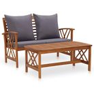 vidaXL 2 Piece Garden Lounge Set with Cushions Solid Acacia Wood