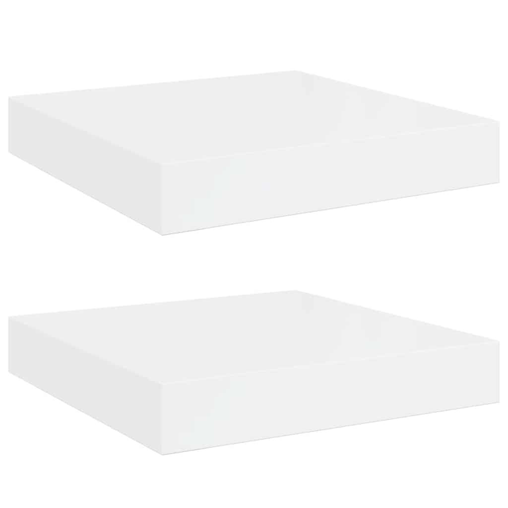 vidaXL Floating Wall Shelves 2 pcs High Gloss White 23x23.5x3.8 cm MDF