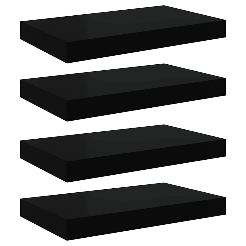 vidaXL Floating Wall Shelves 4 pcs Black 15.7"x9.1"x1.5" MDF
