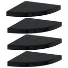 vidaXL Floating Corner Shelves 4 pcs High Gloss Black 13.8"x13.8"x1.5" MDF