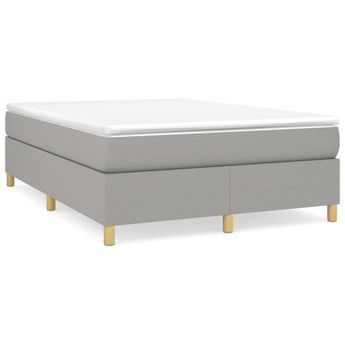 vidaXL Box Spring Bed Frame Light Gray Full Fabric (US Only)