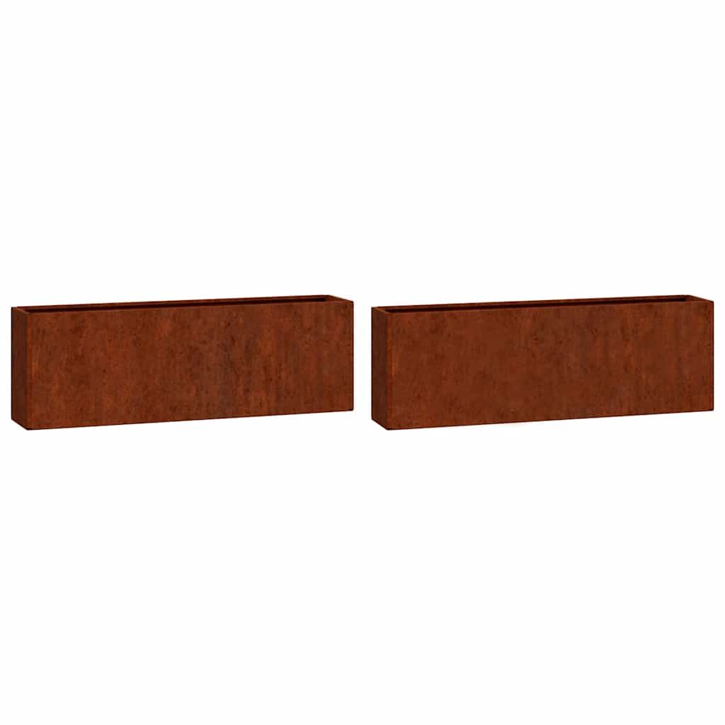 vidaXL Wall Planters 2 pcs Rusty Corten Steel 20.9"x3.9"x6.7"