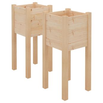 vidaXL Garden Planters 2 pcs 12.2"x12.2"x27.6" Solid Wood Pine