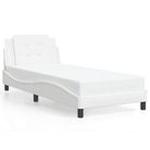 vidaXL Bed Frame without Mattress "Zadar" White 39.4"x74.8" Faux Leather