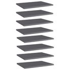 vidaXL Bookshelf Boards 8 pcs High Gloss Grey 40x30x1.5 cm Engineered Wood