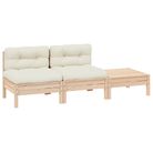 vidaXL 3 Piece Garden Lounge Set with Cream Cushions Solid Wood Pine