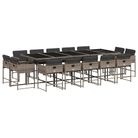 vidaXL 15 Piece Patio Dining Set with Cushions Gray Poly Rattan