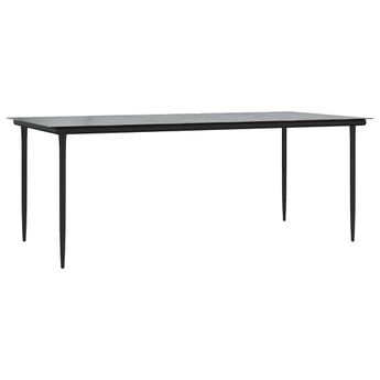 vidaXL Patio Dining Table Black 78.7"x39.4"x29.1" Steel and Tempered Glass