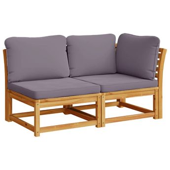vidaXL 2 Piece Garden Lounge Set with Cushions Solid Wood Acacia