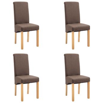 vidaXL Dining Chairs 4 pcs Brown Fabric