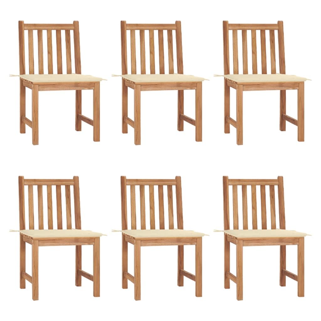 vidaXL Patio Chairs 6 pcs with Cushions Solid Teak Wood