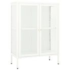 vidaXL Sideboard White 75x35x105 cm Steel and Glass