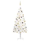 vidaXL Artificial Pre-lit Christmas Tree with Ball Set White 94.5"