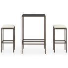 vidaXL 3 Piece Garden Bar Set with Cushions Poly Rattan Brown