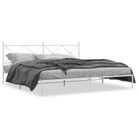 vidaXL Metal Bed Frame without Mattress with Headboard White 76"x79.9"