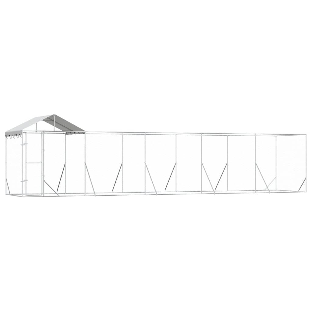 vidaXL Outdoor Dog Kennel with Roof Silver 10x2x2.5 m Galvanised Steel