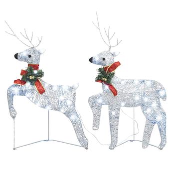 vidaXL Christmas Reindeers 2 pcs Silver 40 LEDs