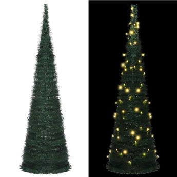 vidaXL Pop-up String Artificial Pre-lit Christmas Tree Green 7 ft