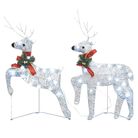 vidaXL Christmas Reindeers 2 pcs Silver 40 LEDs