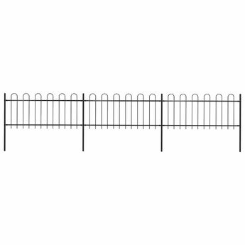 vidaXL Garden Fence with Hoop Top Steel 537x80 cm Black