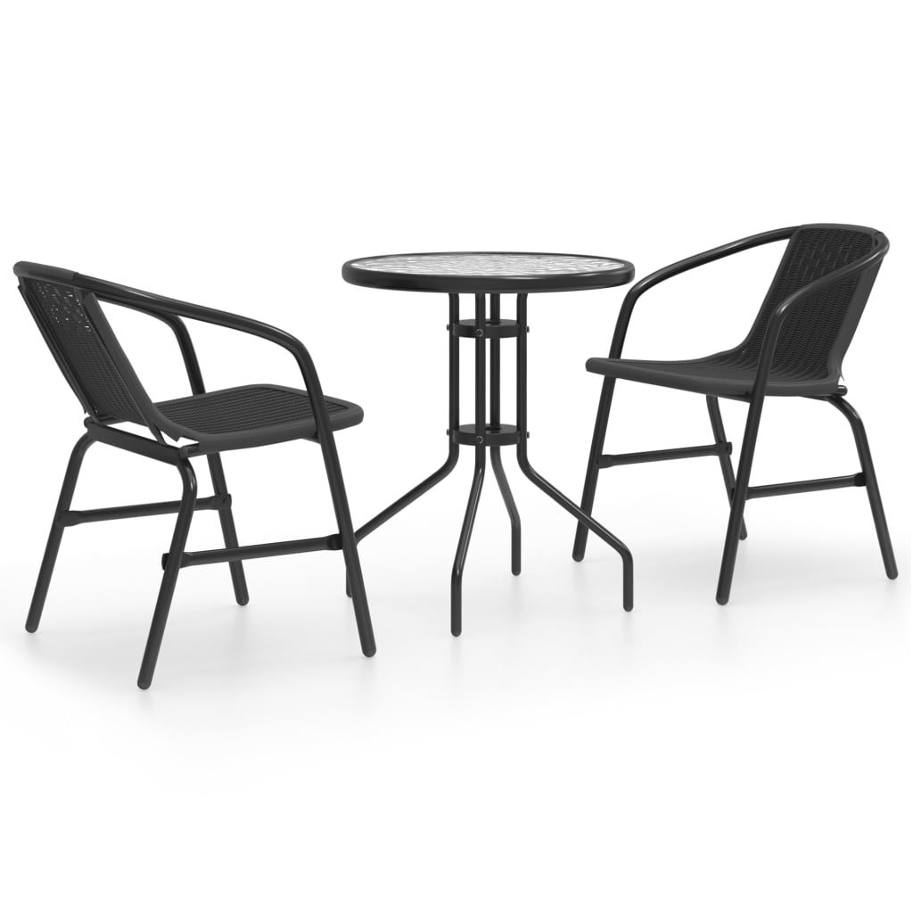 vidaXL 3 Piece Patio Dining Set Black