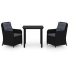 vidaXL 3 Piece Garden Dining Set Black