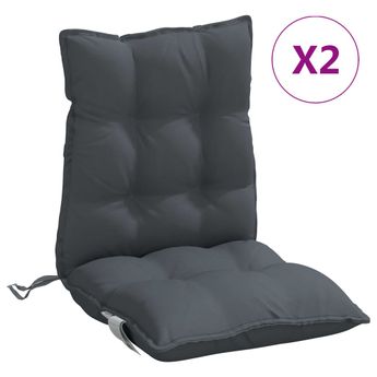 vidaXL Lowback Chair Cushions 2 pcs Anthracite Oxford Fabric