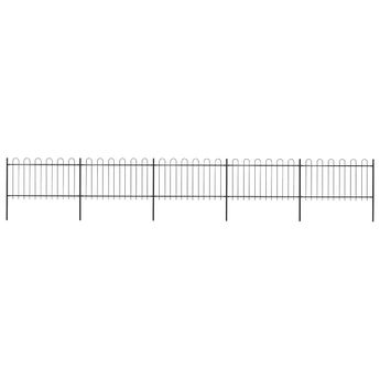 vidaXL Garden Fence with Hoop Top Steel 892.5x100 cm Black