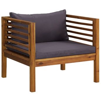 vidaXL Patio Chair with Dark Gray Cushions Solid Acacia Wood