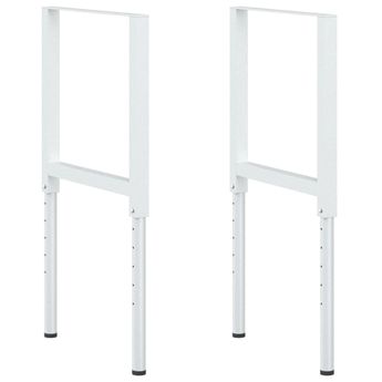 vidaXL Adjustable Work Bench Frames 2 pcs Metal 21.7"x(27.2"-37.6") Gray